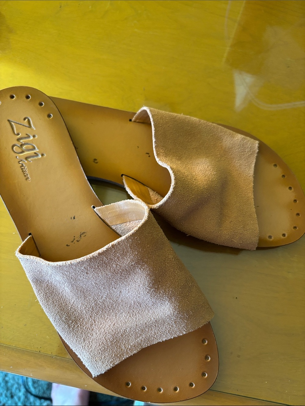 Zigi Soho Tan Suede Slide Sandals
